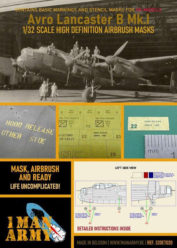 1ManArmy 1/32 Avro Lancaster B Mk.I (HK models) Airbrush Paint Mask