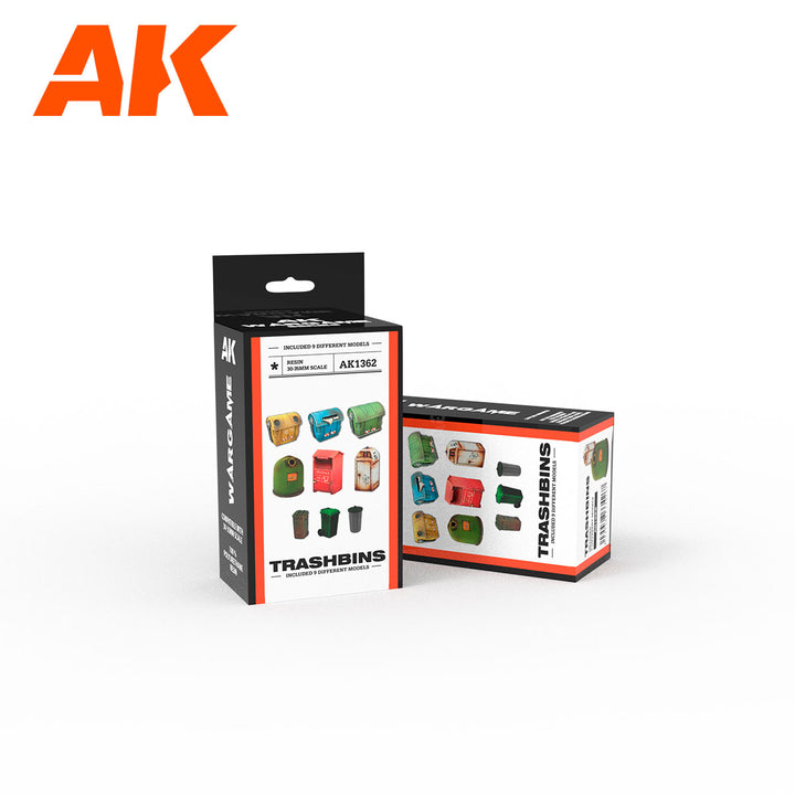 AK Interactive Scenography Wargame Set Trashbins (30-35mm) | 8435568334267