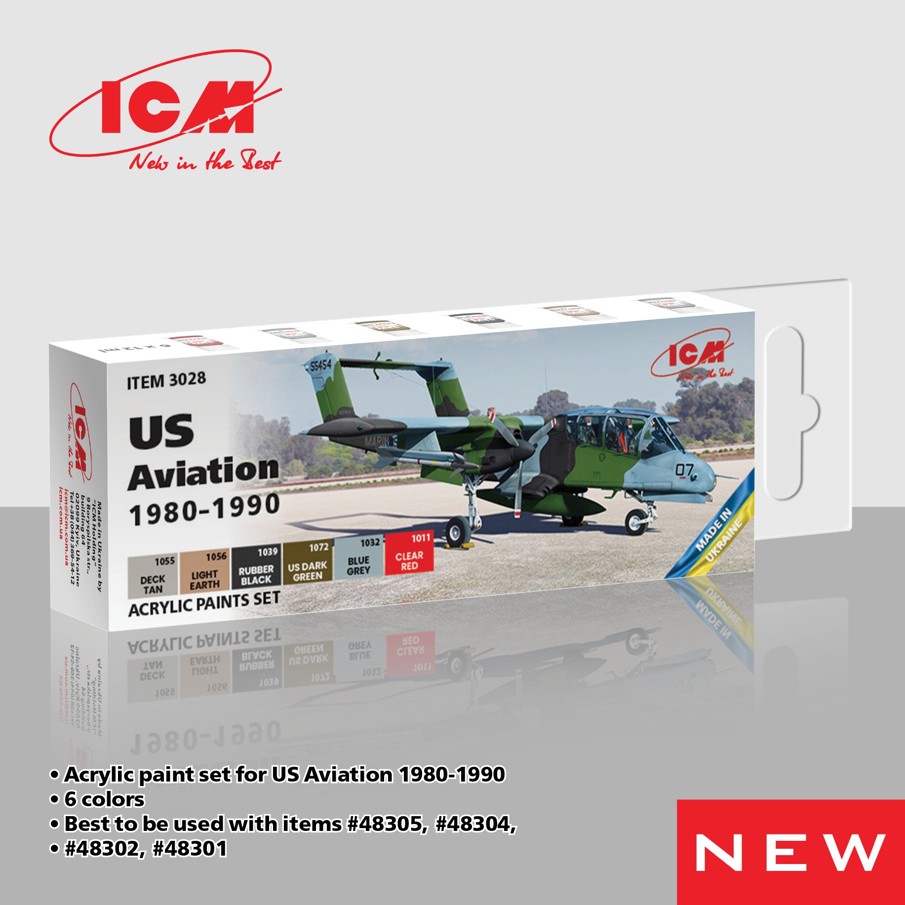 ICM Acrylic Paint Set for US Aviation 1980 - 1990 | 4823044409938