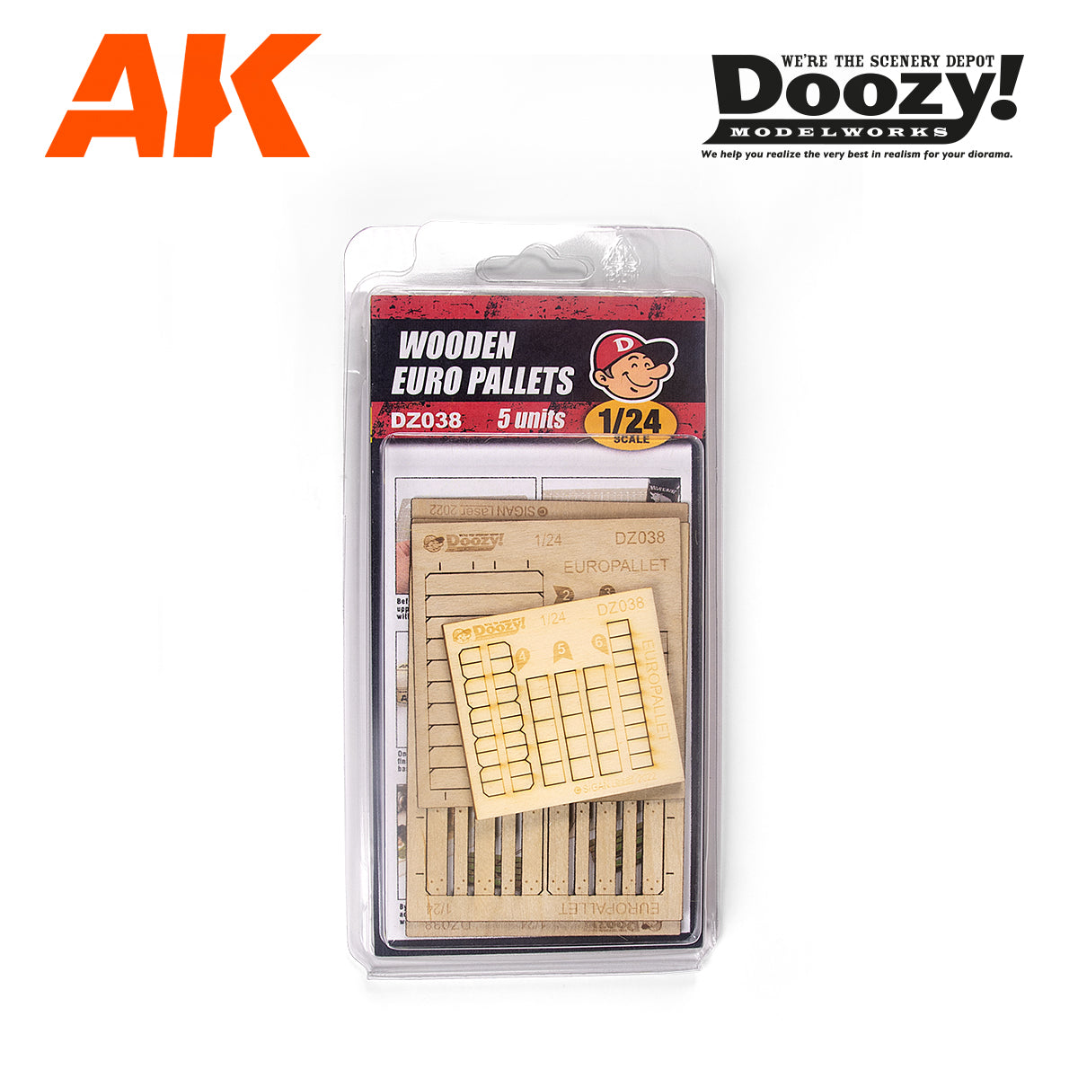 Doozy 1/24 Wooden Euro Pallet, 5 Units | 8435568328976