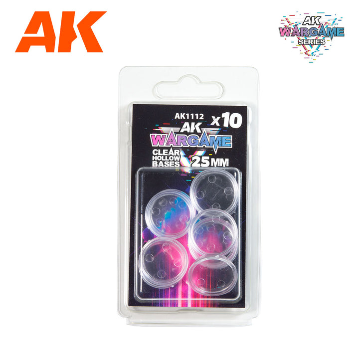 AK Interactive Plastic Wargame Bases. Clear Hollow Base 25mm (10 Units) | 8435568334717
