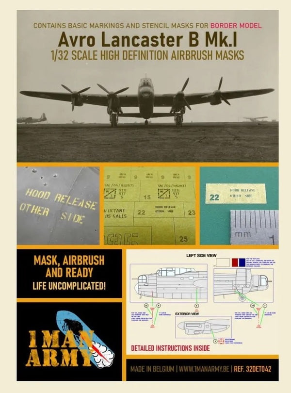 1ManArmy 1/32 Avro Lancaster B Mk.I (Border models) Airbrush Paint Mask