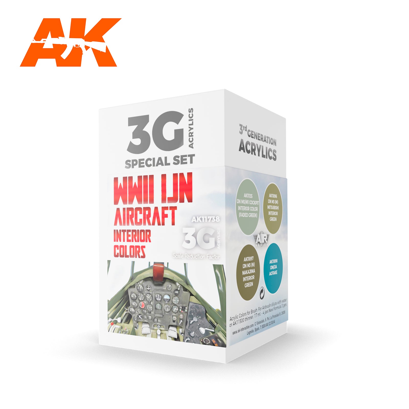 AK Interactive 3G Air - WWII IJN Aircraft Interior Colors SET | 8435568314467