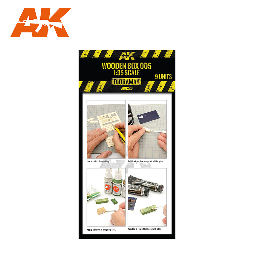 AK Interactive Laser Cut Wooden Box 001 / 1:35, 9 Units | 8435568326620