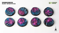 Gamers Grass Battle Ready Bases - Alien Infestation - Round 32mm (x8) | 738956790330