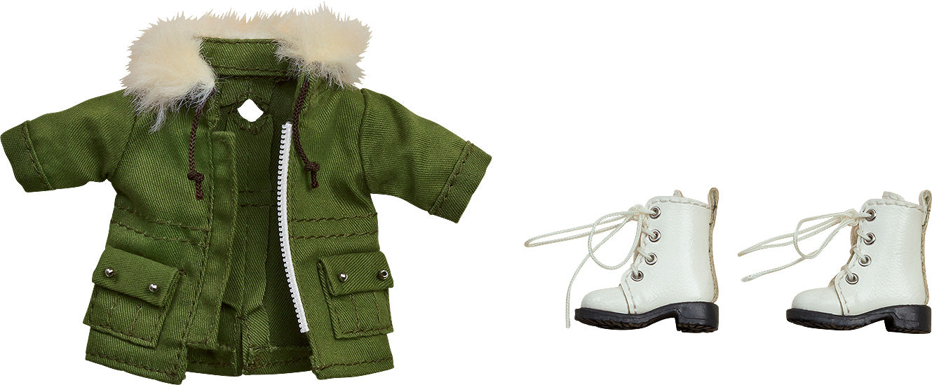 Good Smile Company Nendoroid Doll Series Warm Clothing Set: Boots & Mod Coat (Khaki Green)