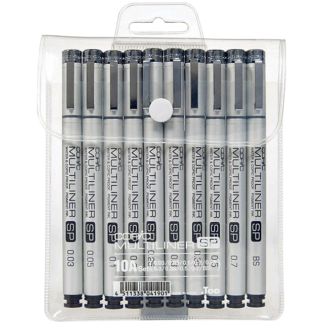 Copic Multiliner SP Brush Black Pen 10 Piece Set (10A) | 4511338041901