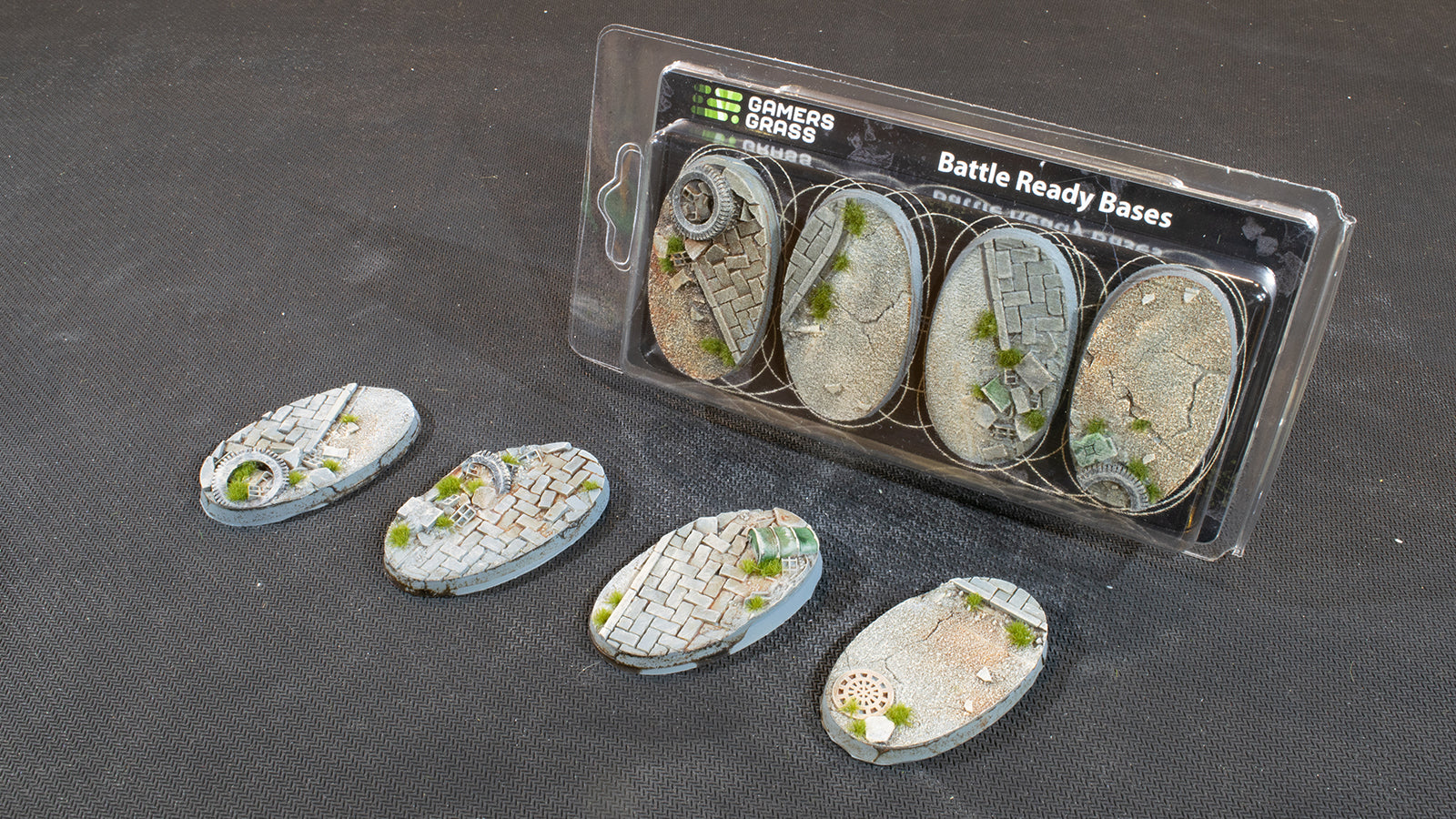 Gamers Grass Battle Ready Bases - Urban Warfare - Oval 60mm (x4) | 738956789402