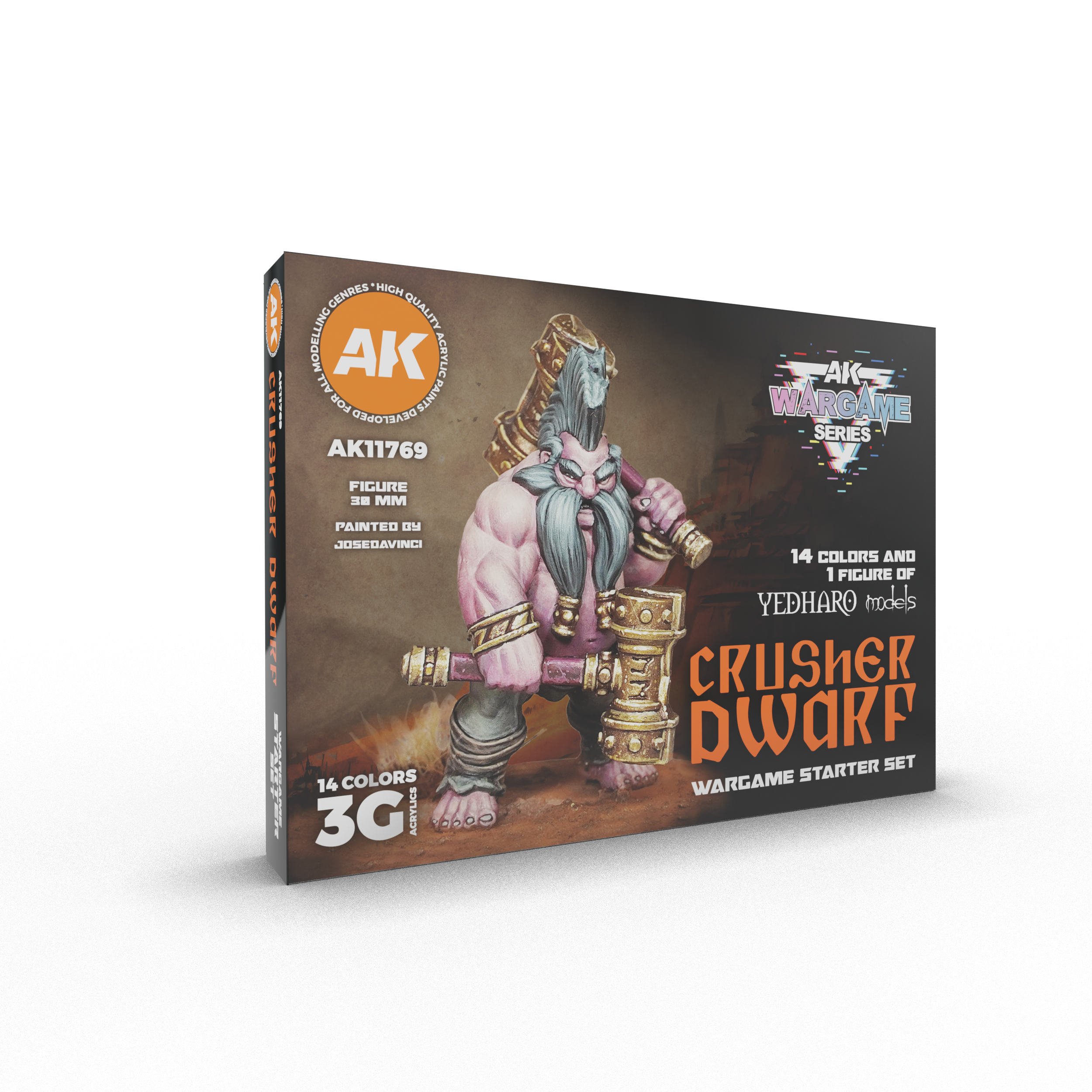 AK Interactive Wargame Starter Set - Crusher Dwarf (14 Colors & 1 Figure)