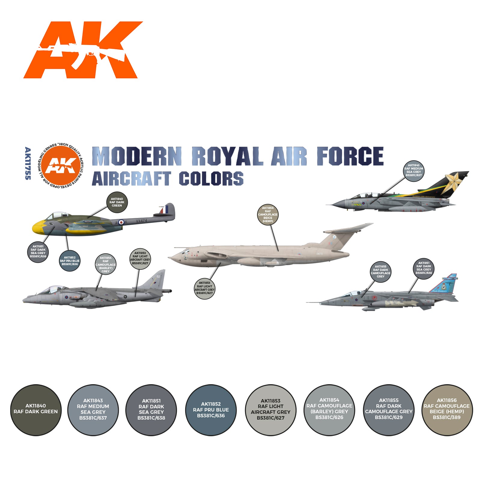 AK Interactive 3G Air - Modern Royal Air Force Aircraft Colors SET | 8435568314634
