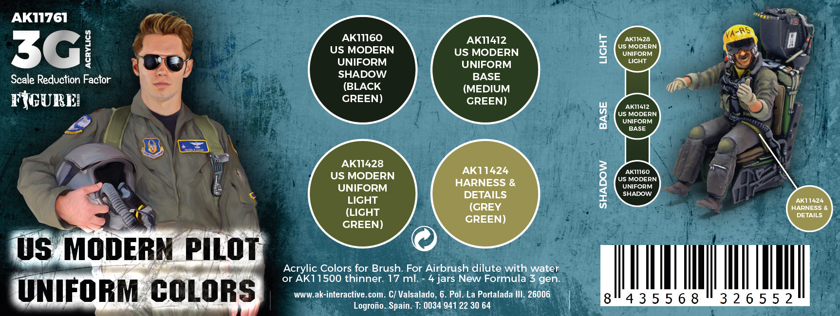 AK Interactive 3G Air - US MODERN PILOT UNIFORM COLORS | 8435568326552