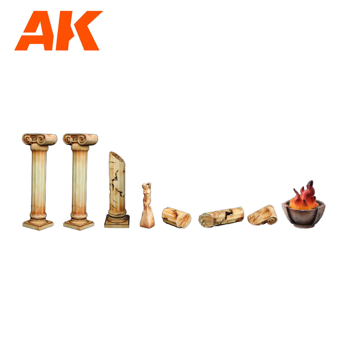 AK Interactive Scenography Wargame Set Columns Set  (30-35mm) | 8435568337343