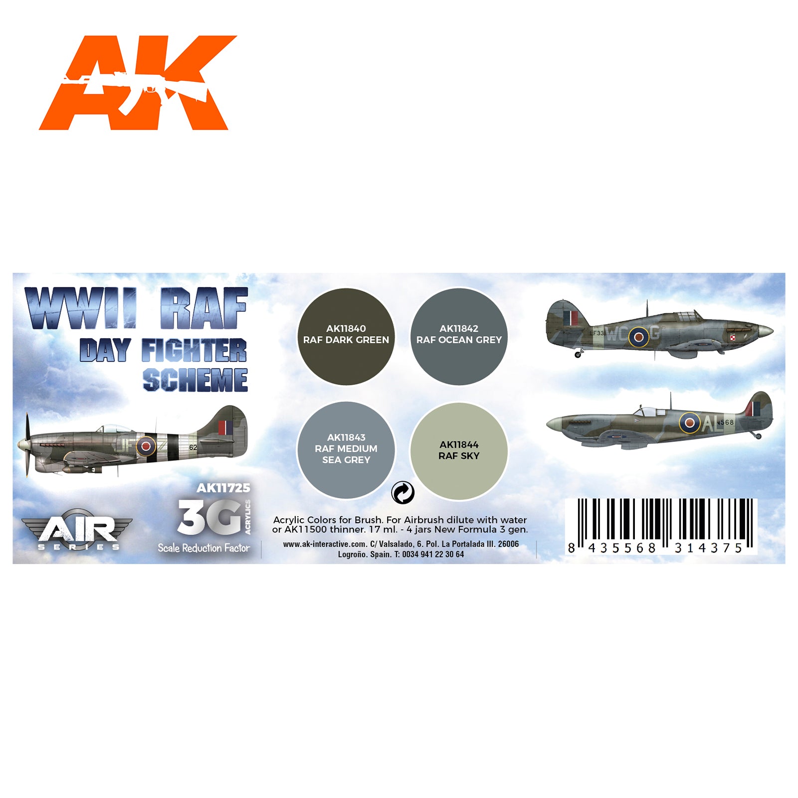 AK Interactive 3G Air - WWII RAF Day Fighter Scheme SET | 8435568314375