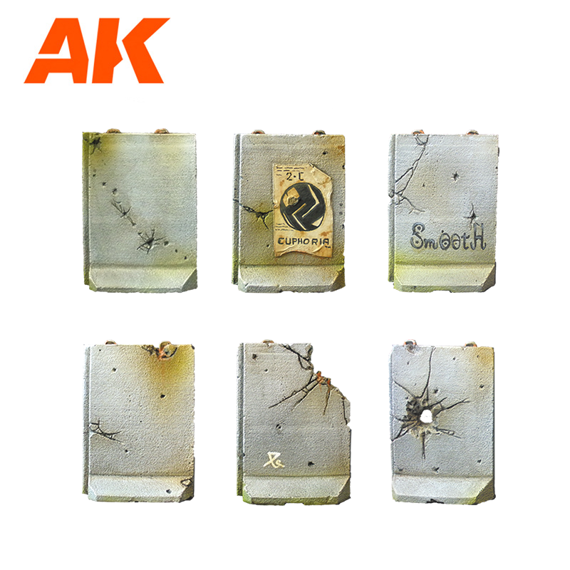 AK Interactive Defensive Walls Wargame Set 100% Polyurethane Resin Compatible With 30-35MM Scale | 8435568333321