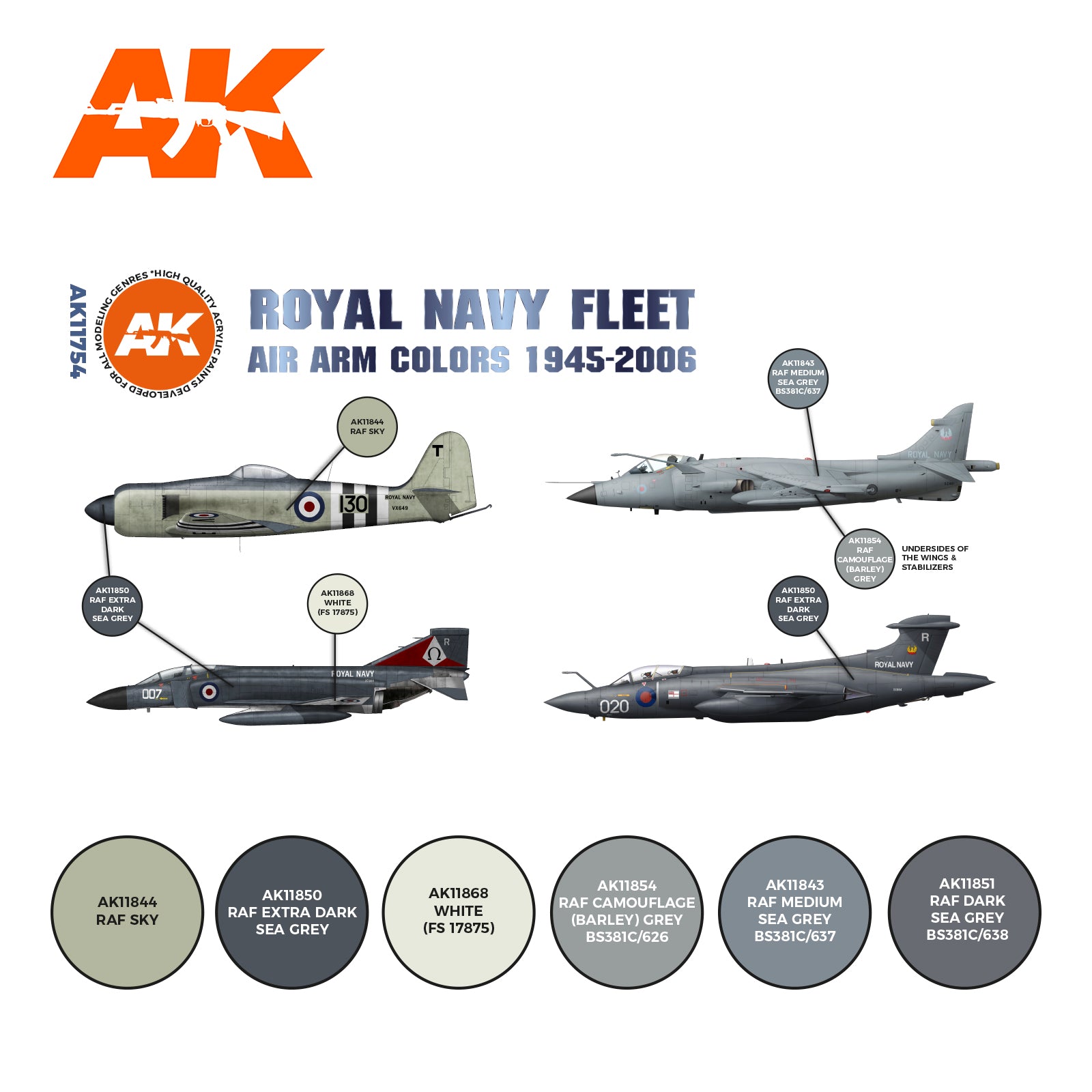 AK Interactive 3G Air - RN Fleet Air Arm Aircraft Colors 1945-2010 SET | 8435568314627
