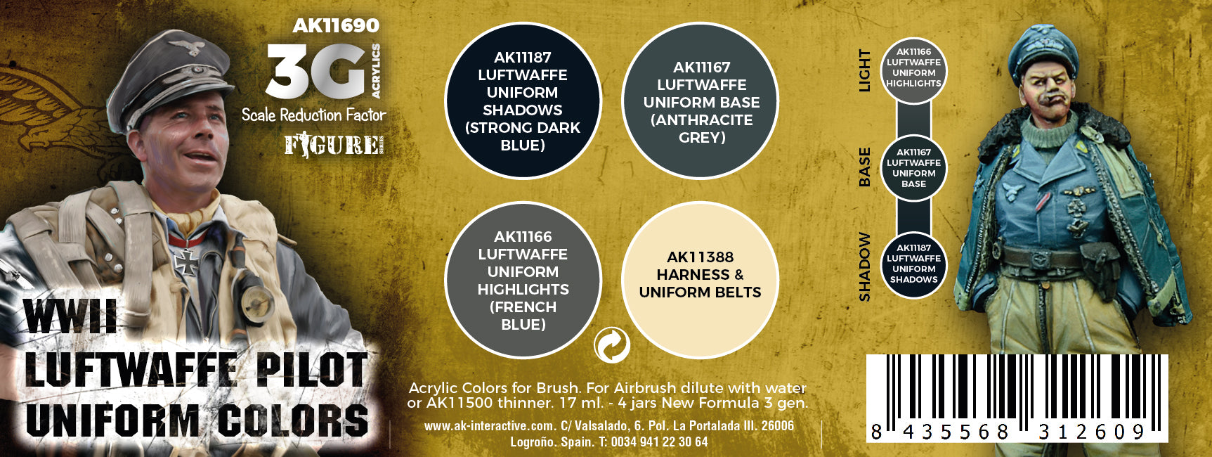 AK Interactive 3G Air - WWII LUFTWAFFE UNIFORM COLORS | 8435568312609