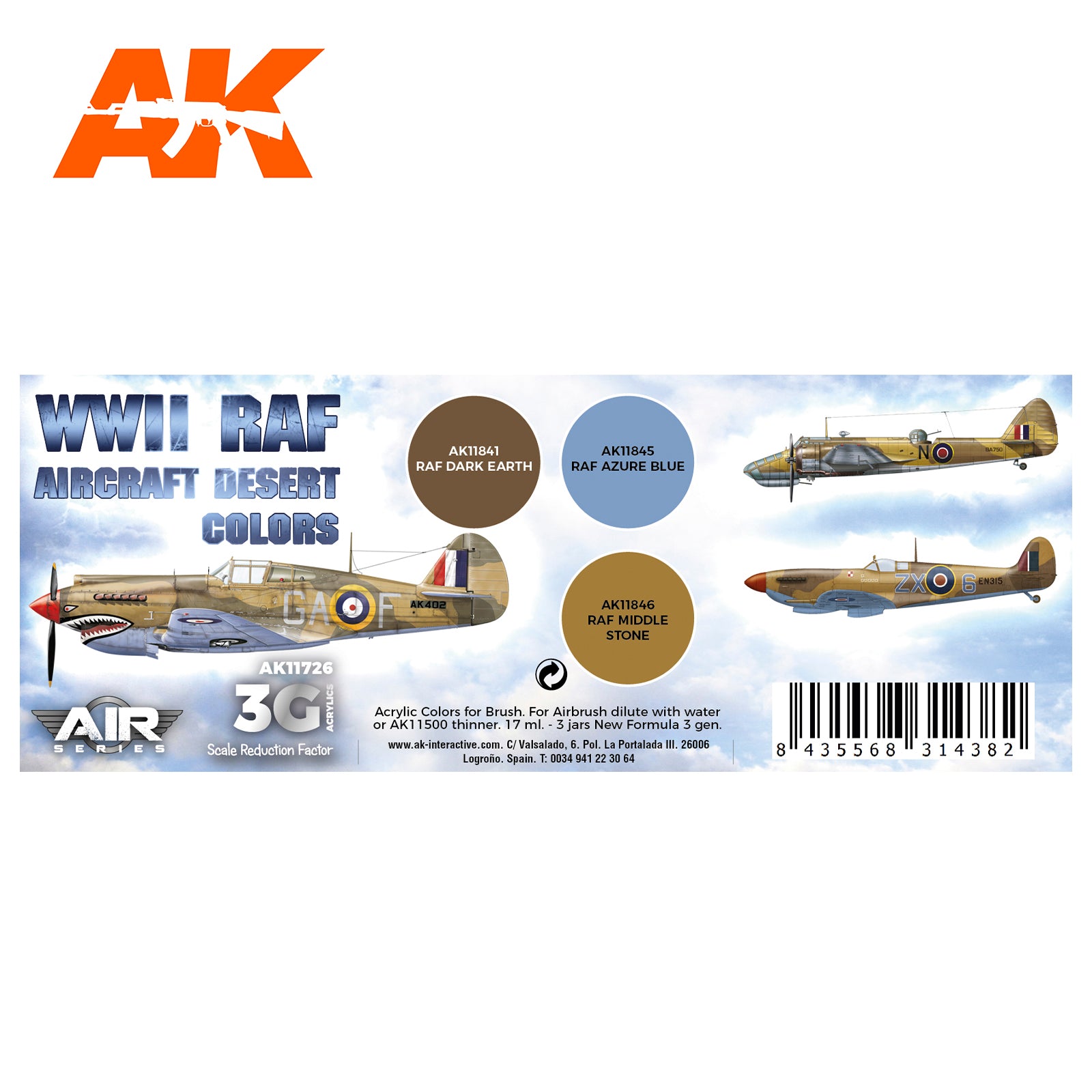 AK Interactive 3G Air - WWII RAF Aircraft Desert Colors SET | 8435568314382