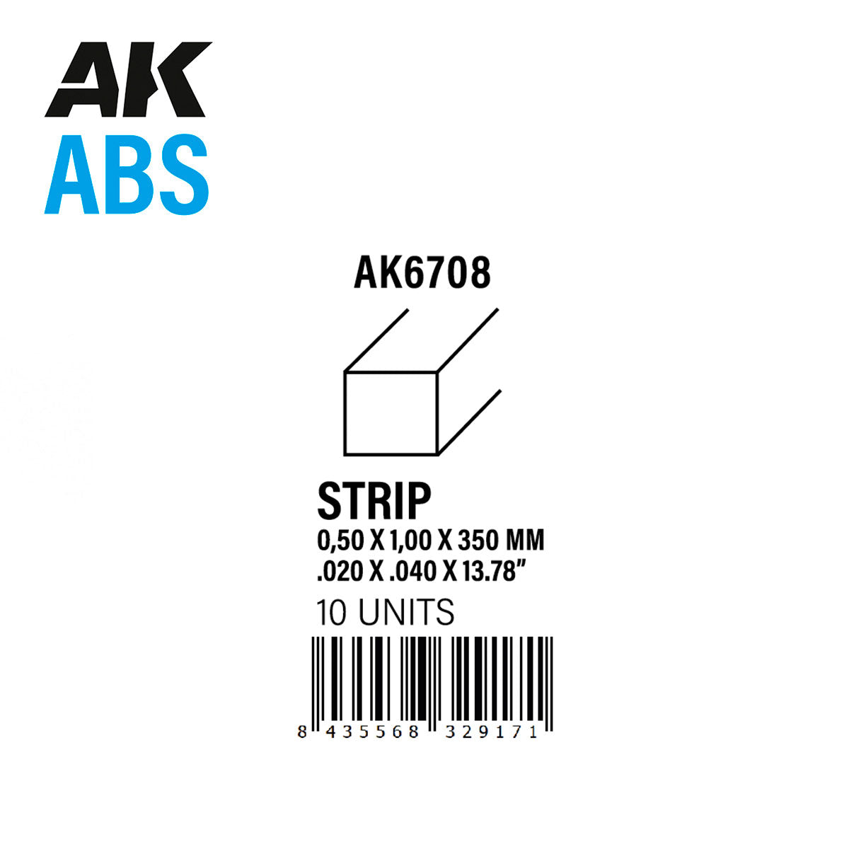 AK Interactive ABS Strip - 0.50 x 1.00 x 350mm x 10 units | 8435568329171