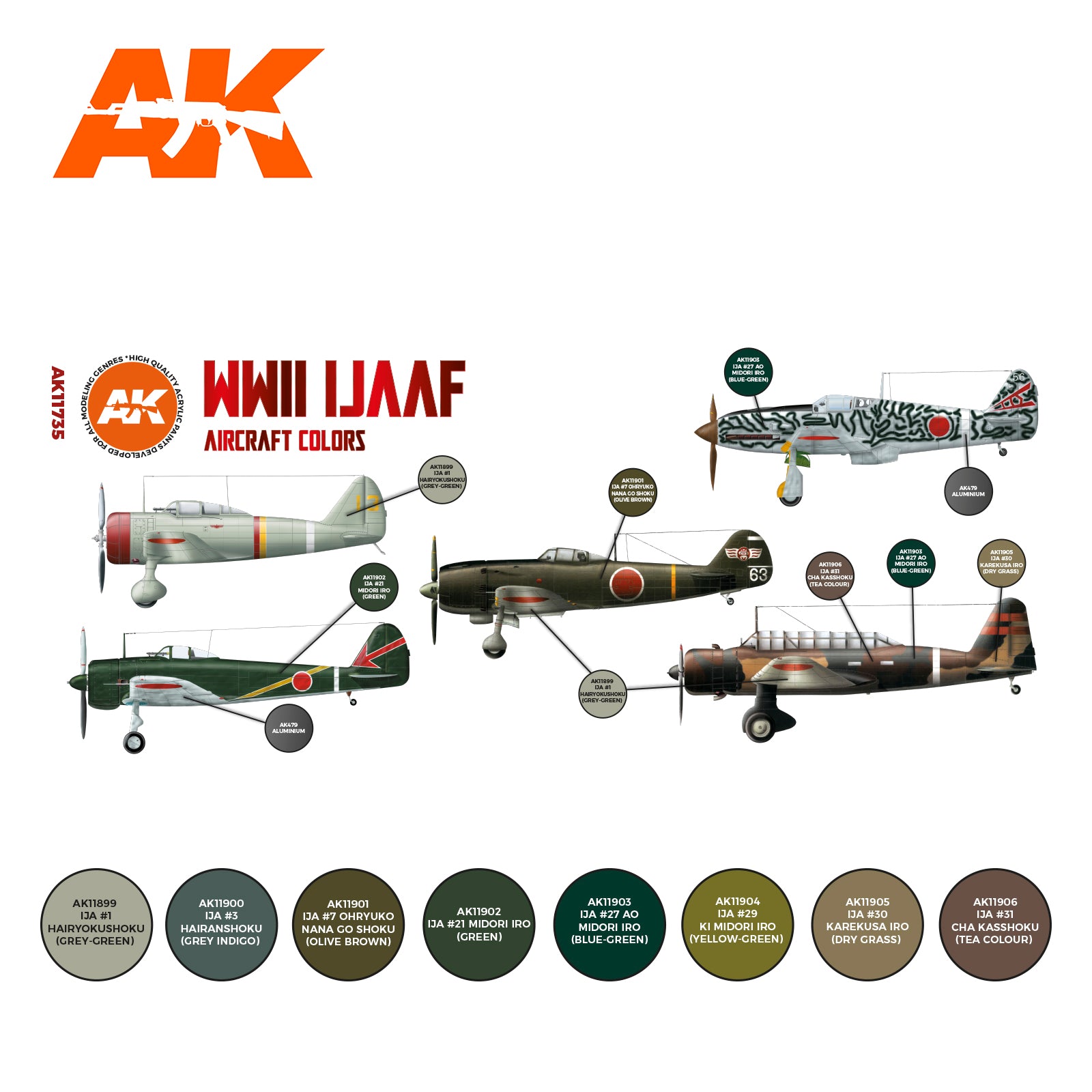 AK Interactive 3G Air - WWII IJAAF Aircraft Colors SET | 8435568314283