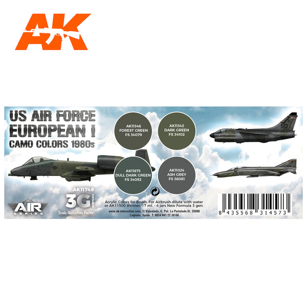 AK Interactive 3G Air - US Air Force European I Camo Colors 1980s SET
