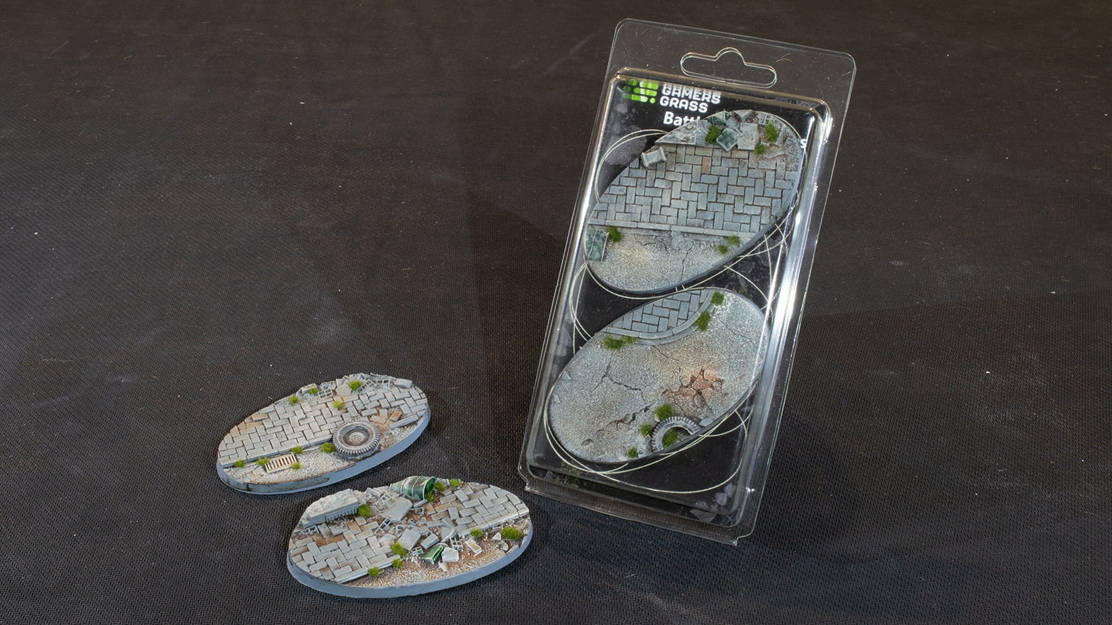 Gamers Grass Battle Ready Bases - Urban Warfare - Oval 90mm (x2) | 738956789426
