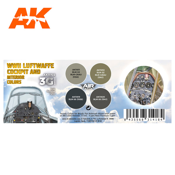 AK Interactive 3G Air - WWII Luftwaffe Cockpit & Interior Colors SET