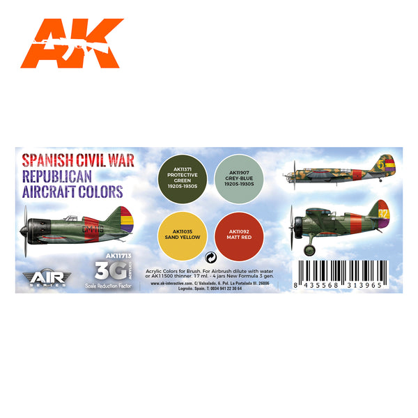 AK Interactive 3G Air - Spanish Civil War. Republican Aircraft Colors SET