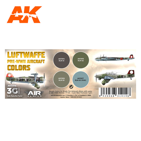AK Interactive 3G Air - Luftwaffe Pre-WWII Aircraft Colors SET