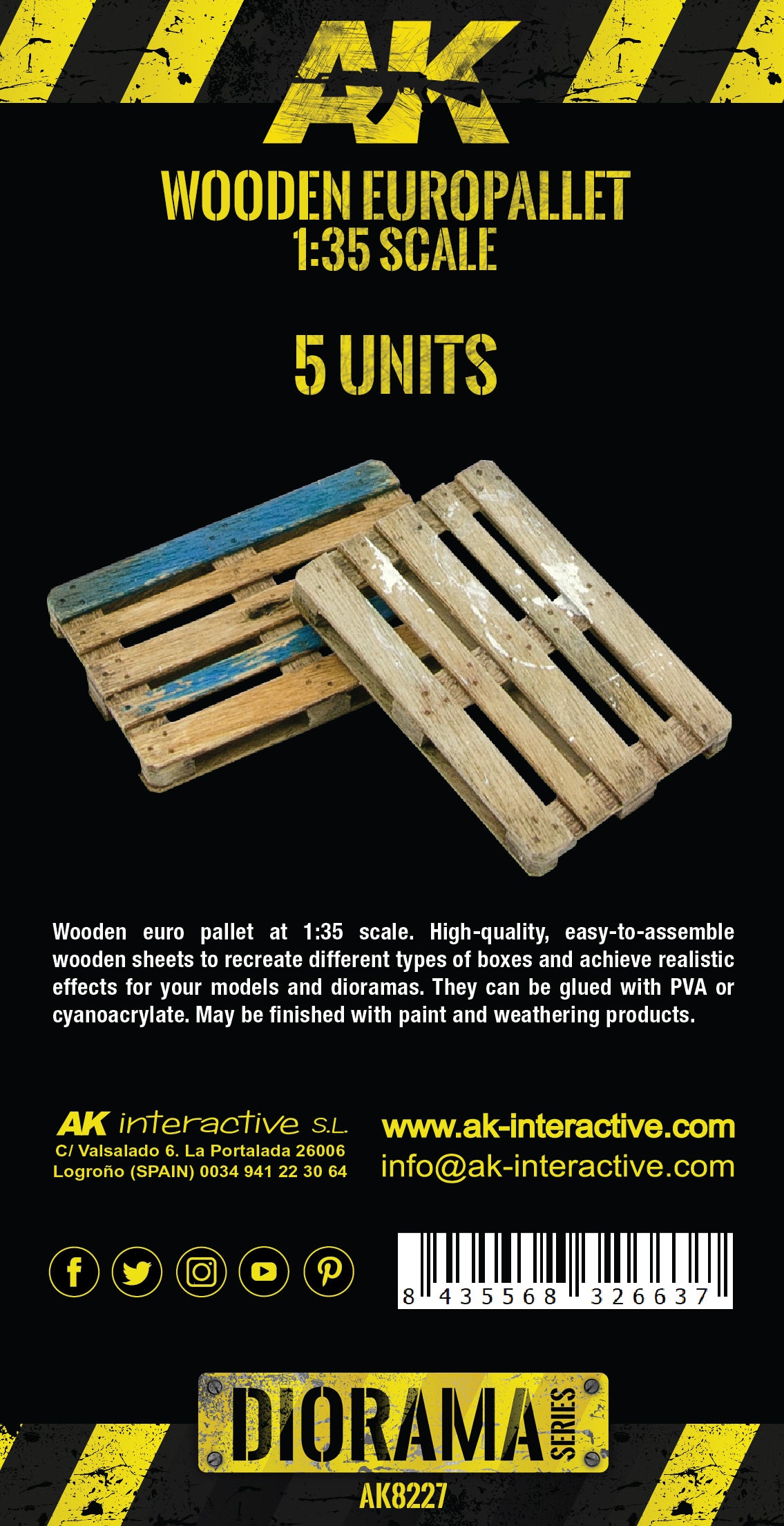 AK Interactive Laser Cut Wooden Europallet / 1:35, 5 Units | 8435568326637