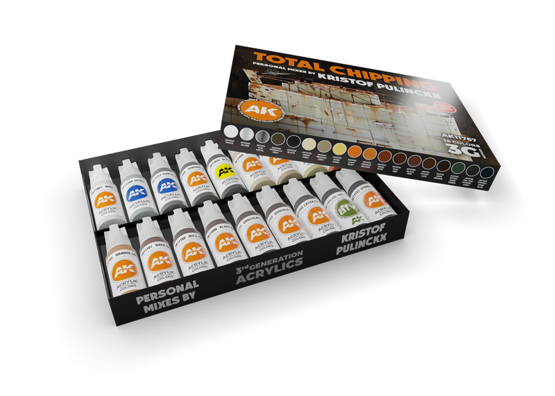 AK Interactive Total Chipping Kristof Pulinckx (18 Colors Set)