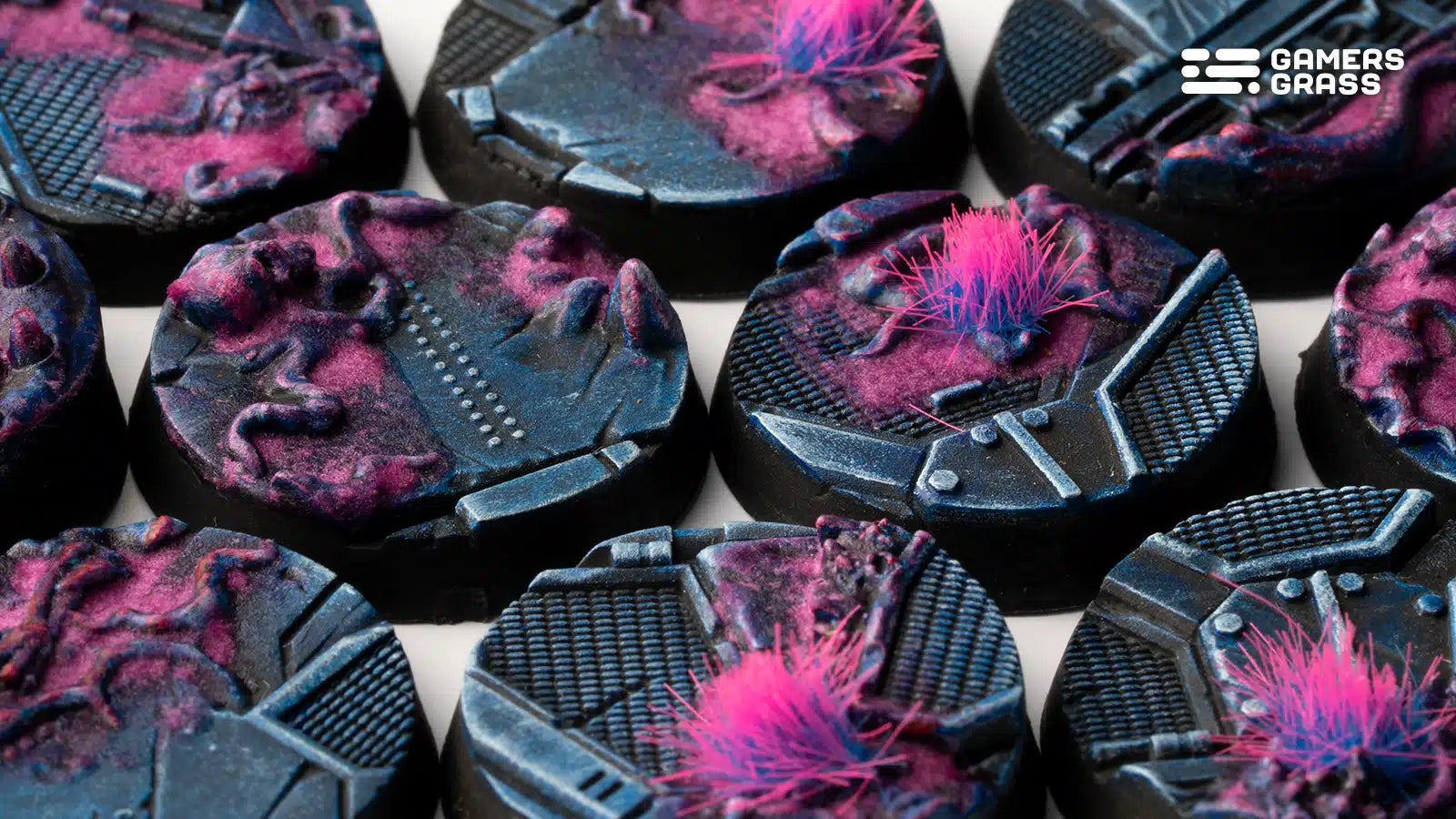 Gamers Grass Battle Ready Bases - Alien Infestation - Round 25mm (x10) | 738956790323