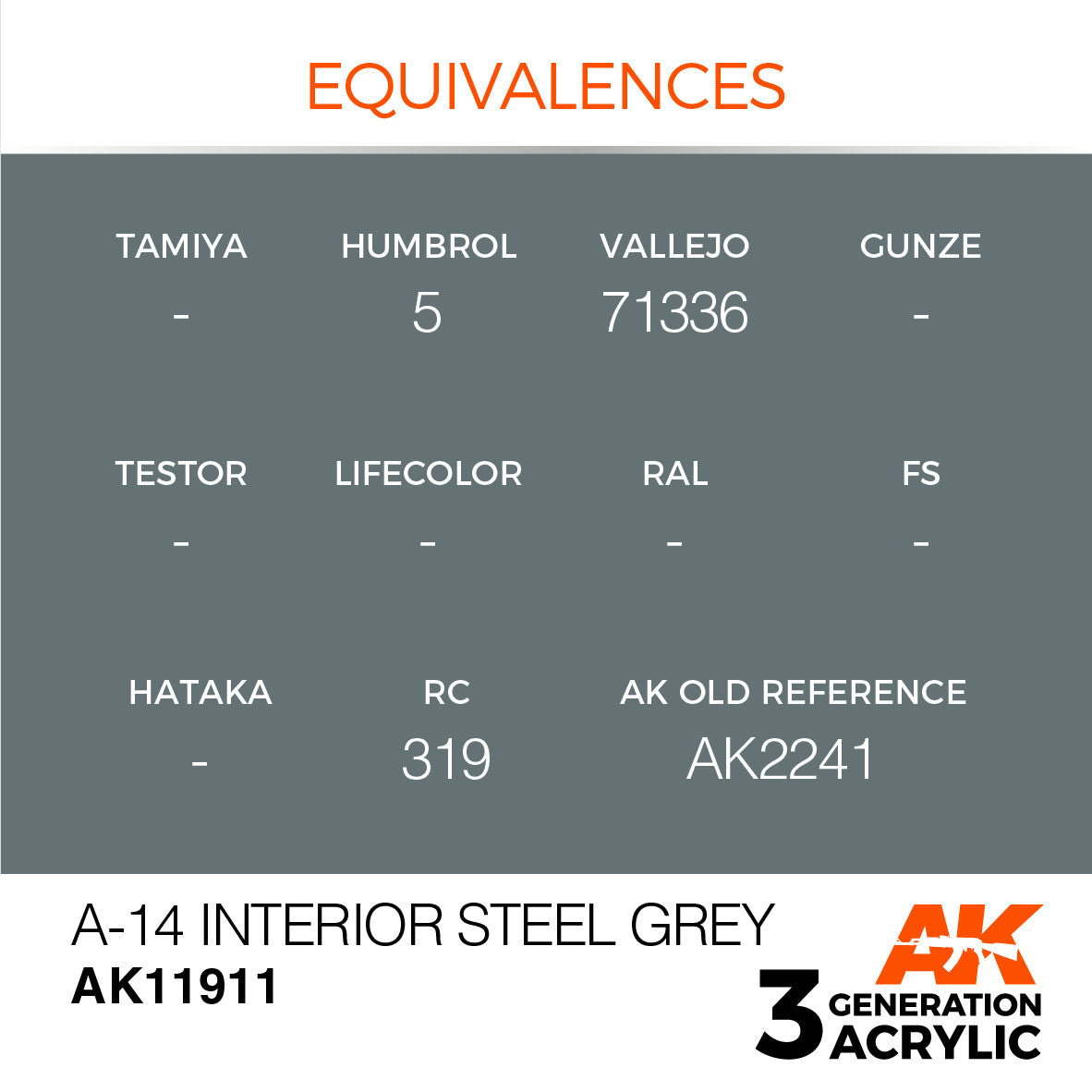 AK Interactive 3G Air - A-14 Interior Steel Grey | 8435568315754