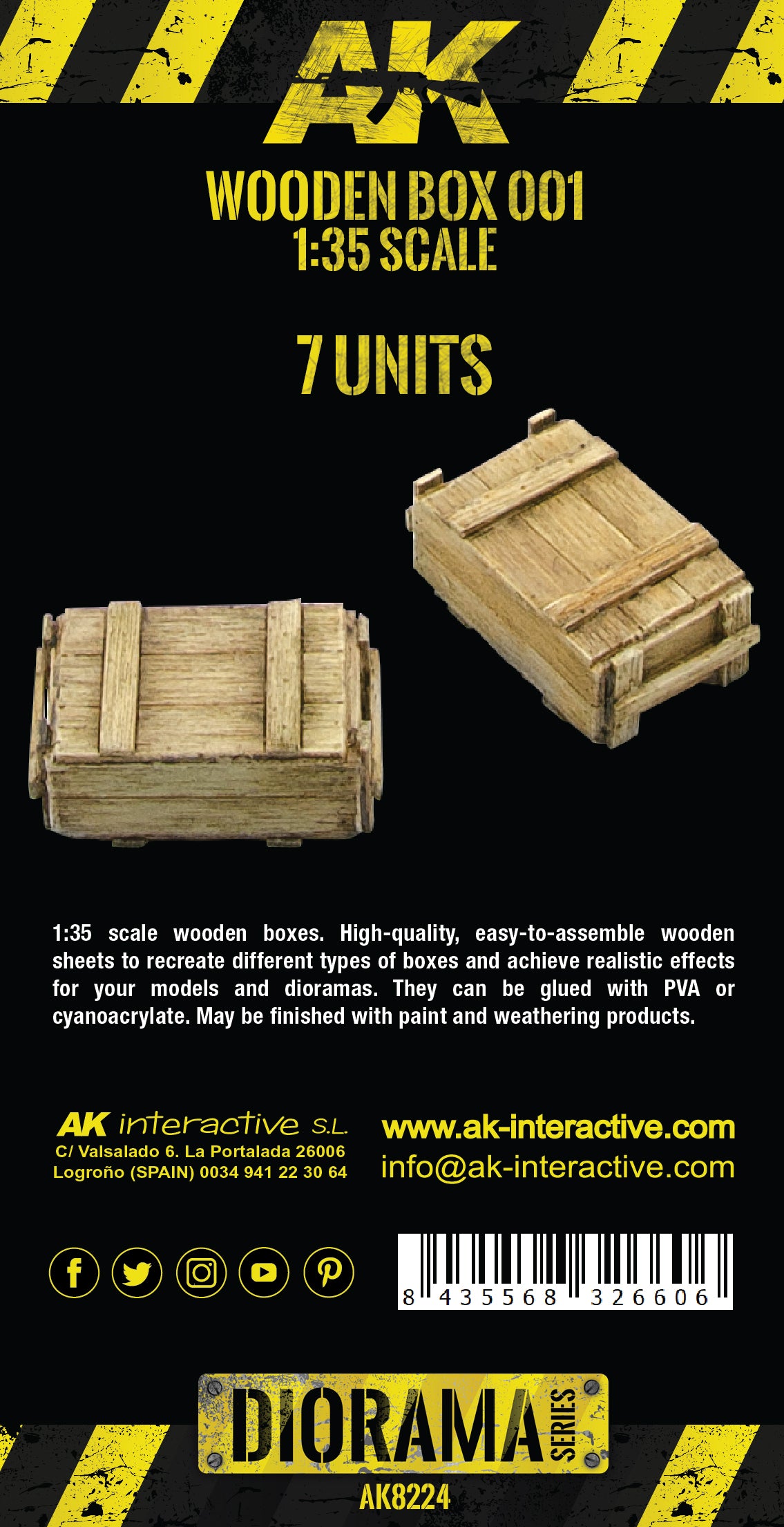 AK Interactive Laser Cut Wooden Box 001 / 1:35 7, Units | 8435568326606