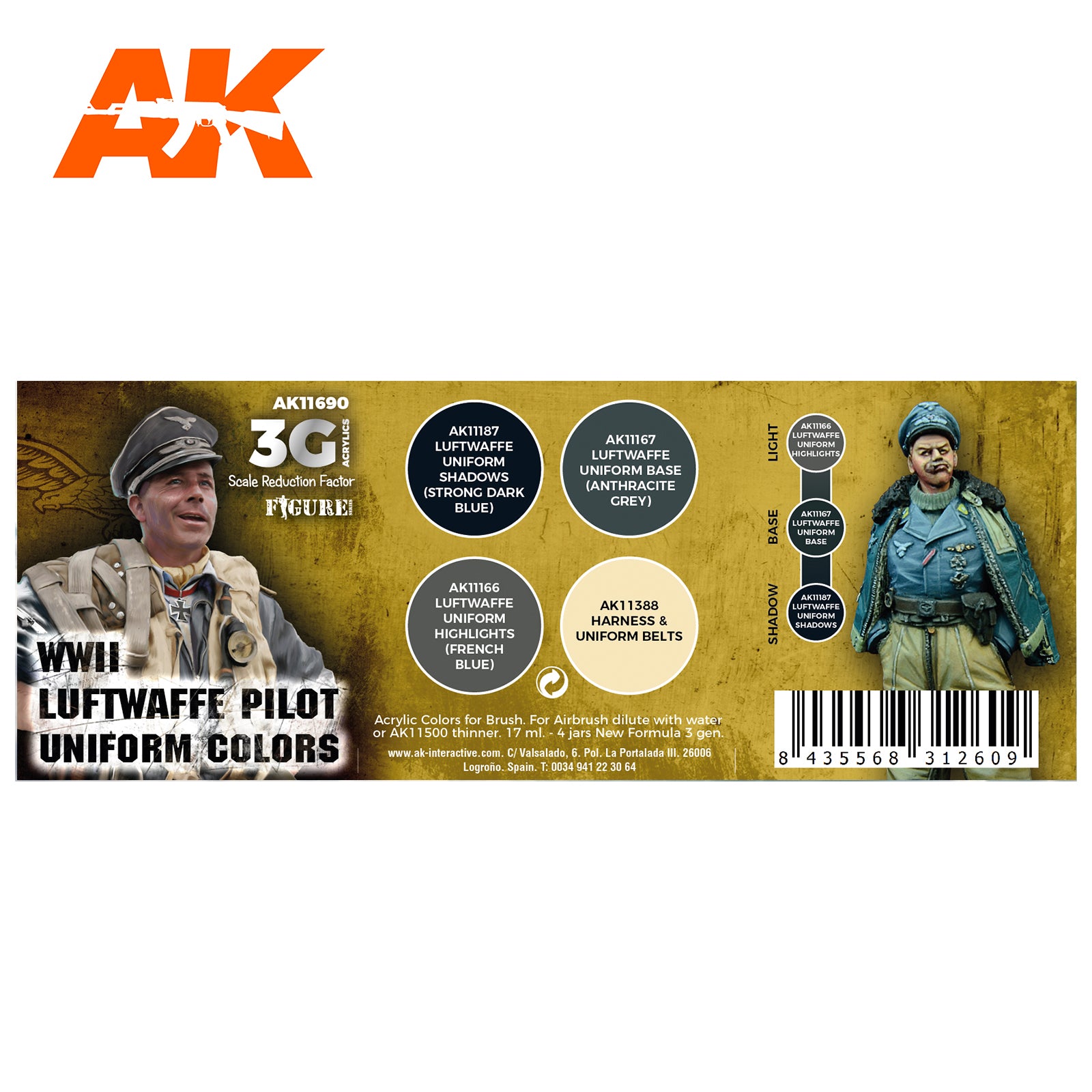 AK Interactive 3G Air - WWII LUFTWAFFE UNIFORM COLORS | 8435568312609