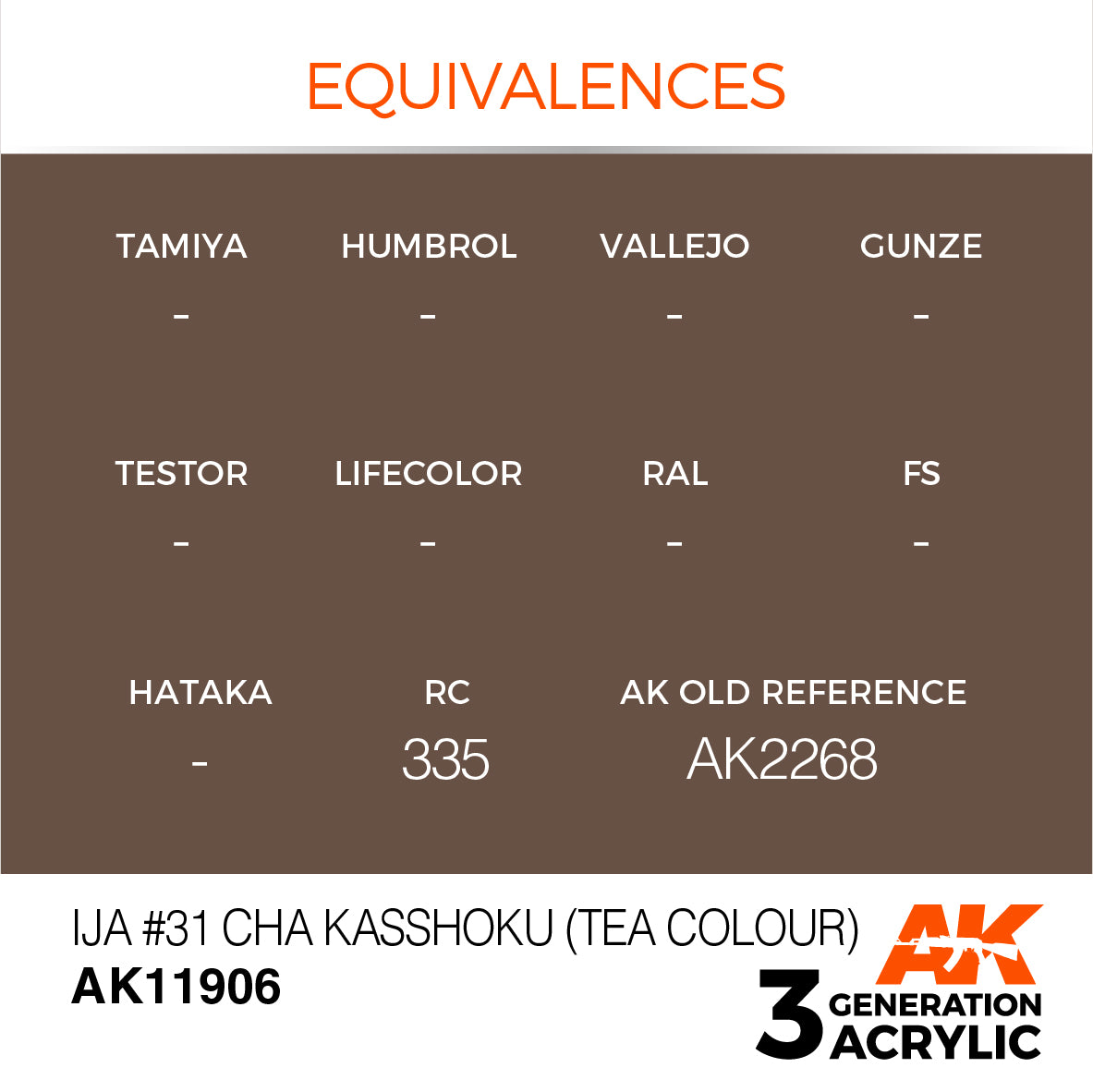 AK Interactive 3G Air - IJA #31 Cha Kasshoku (Tea Colour) | 8435568315709