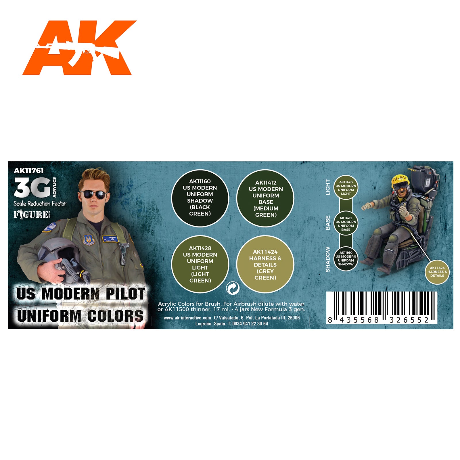 AK Interactive 3G Air - US MODERN PILOT UNIFORM COLORS | 8435568326552