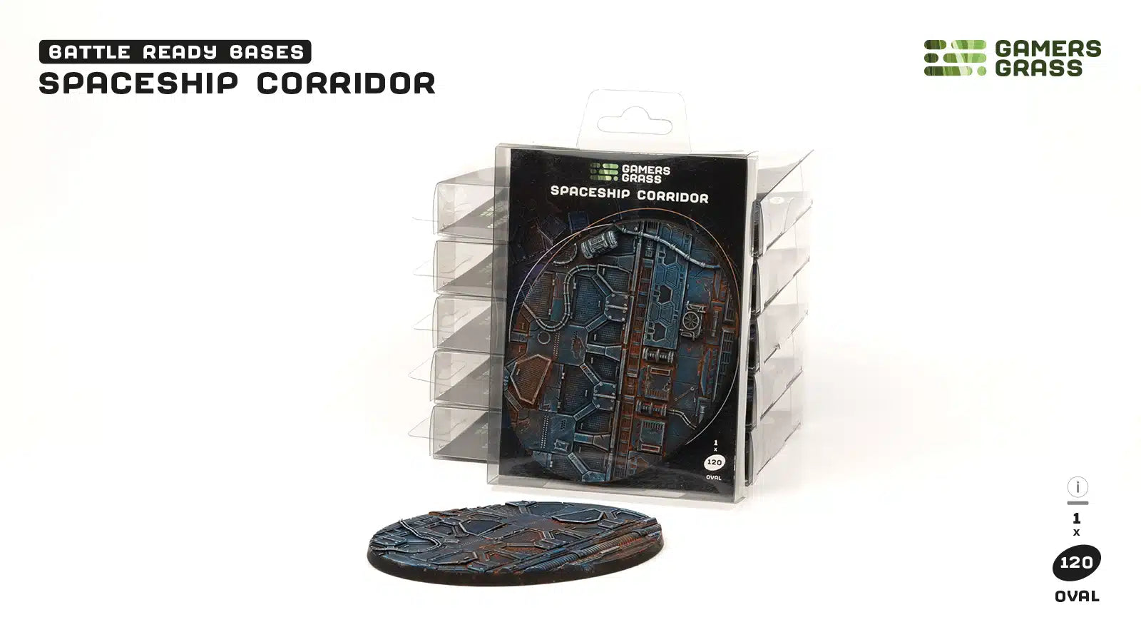 Gamers Grass Battle Ready Bases - Spaceship Corridor - Oval 120mm (x1) | 738956790309