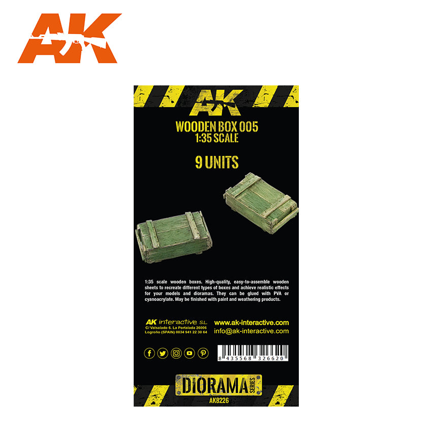 AK Interactive Laser Cut Wooden Box 001 / 1:35, 9 Units | 8435568326620