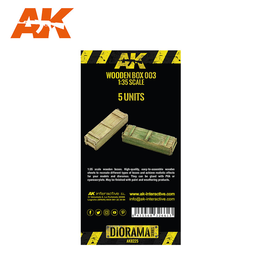AK Interactive Laser Cut Wooden Box 001 / 1:35, 5 Units | 8435568326613