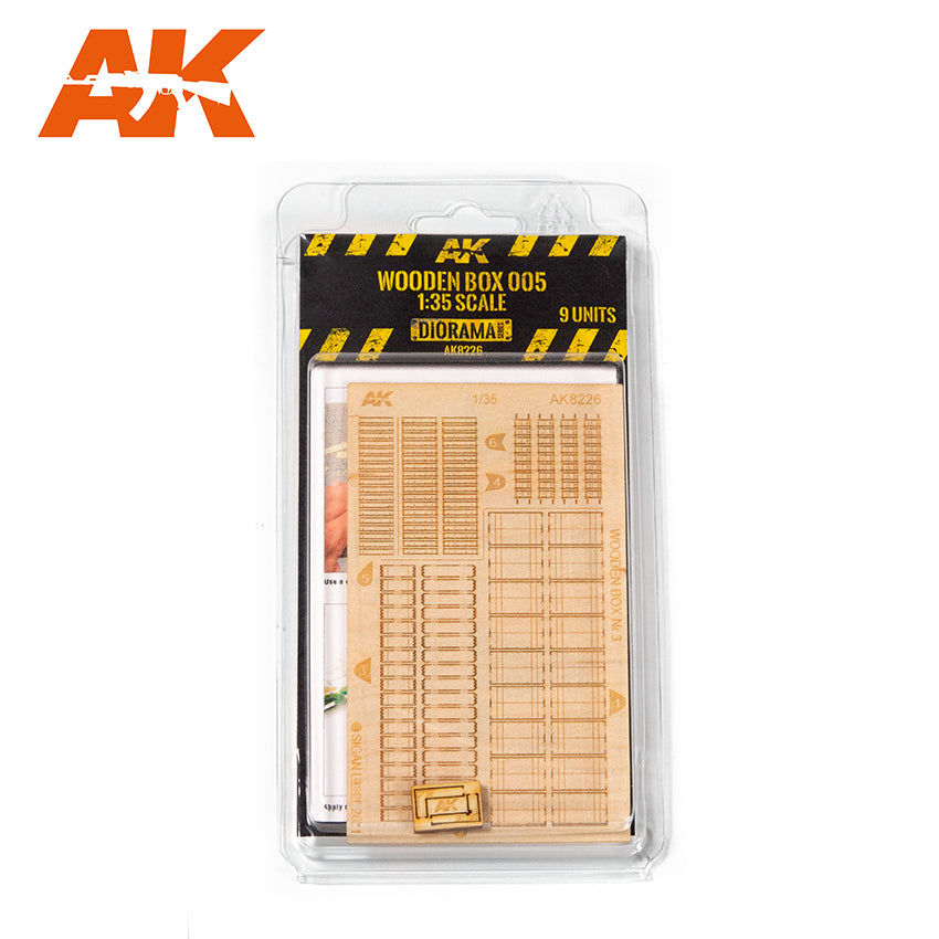AK Interactive Laser Cut Wooden Box 001 / 1:35, 9 Units | 8435568326620