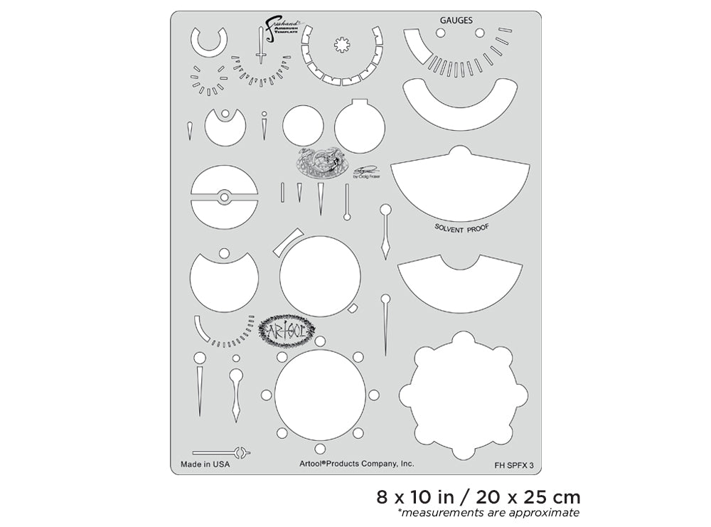 IWATA Artool Steampunk FX Gauges Freehand Airbrush Template by Craig Fraser | 758240150626