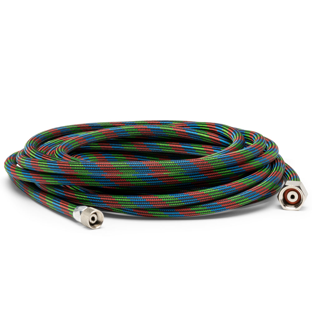 IWATA 20FT Braided Nylon Covered Airbrush Hose with Iwata Airbrush Fitting & 1/4in Compressor Fitting | 734748210208