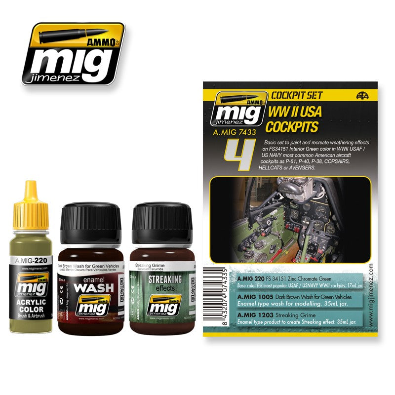 Ammo Mig WWII USA Cockpit Weathering Set | 8432074074335
