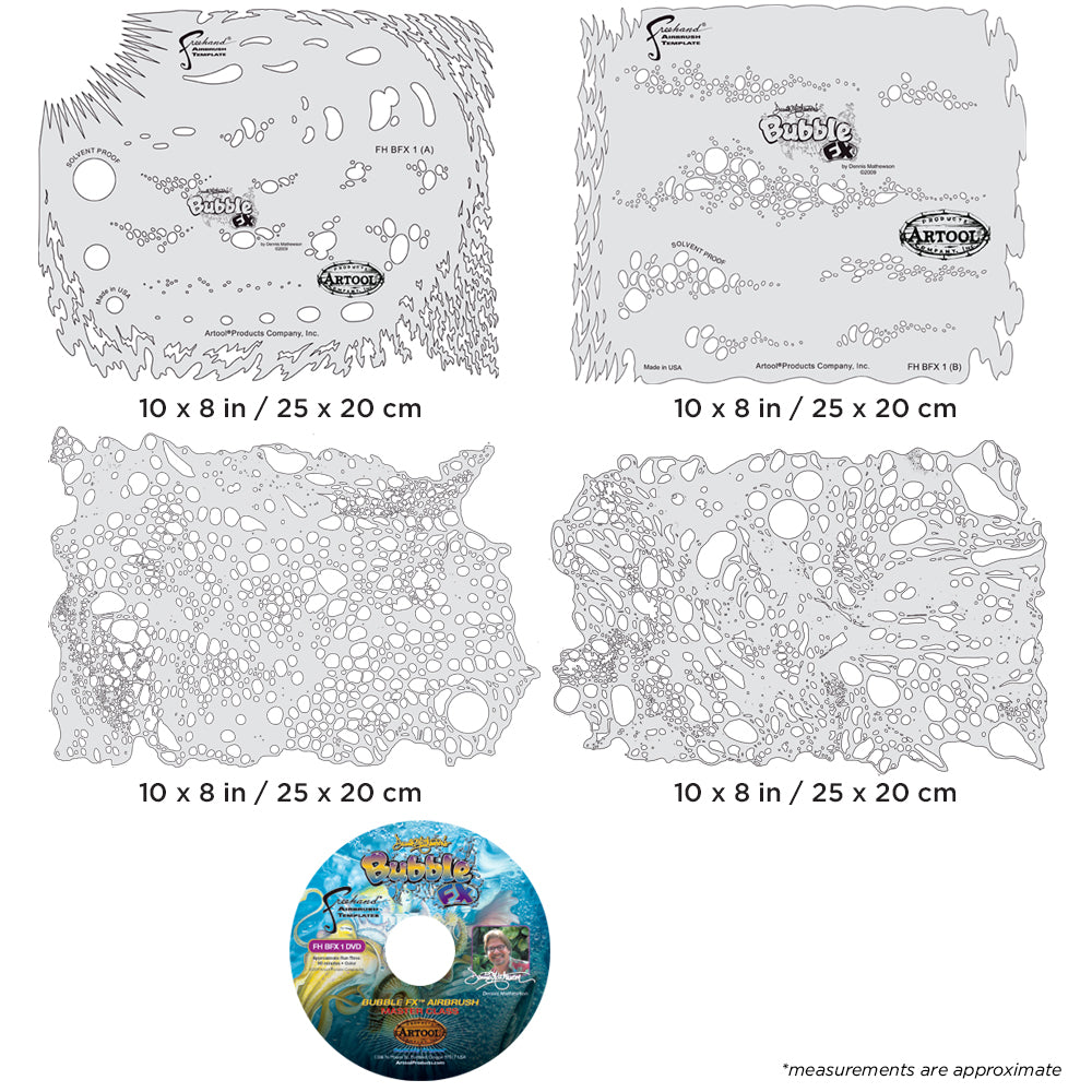 IWATA Artool Bubble FX Set Freehand Airbrush Template by Dennis Mathewson | 758240150749