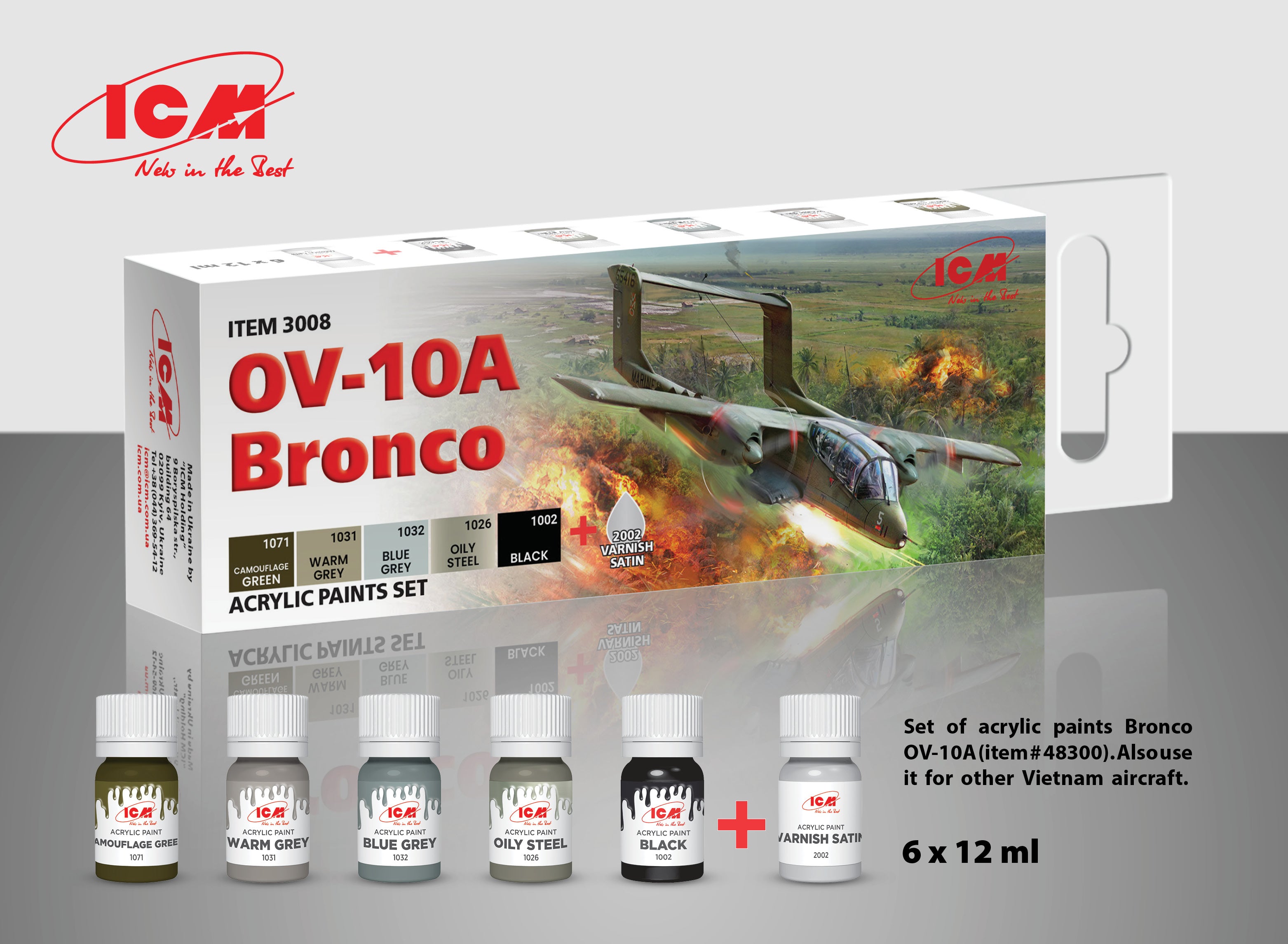 ICM Set of 6 Acrylic paint set for OV-10A Bronco | 4823044408399
