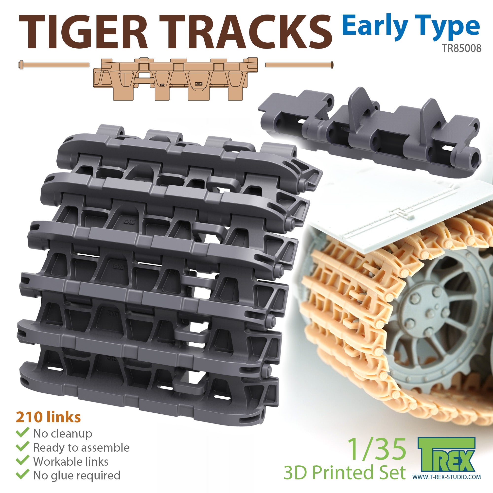 T-Rex Studio 1/35 Tiger Tracks Early Type | 6973984751036