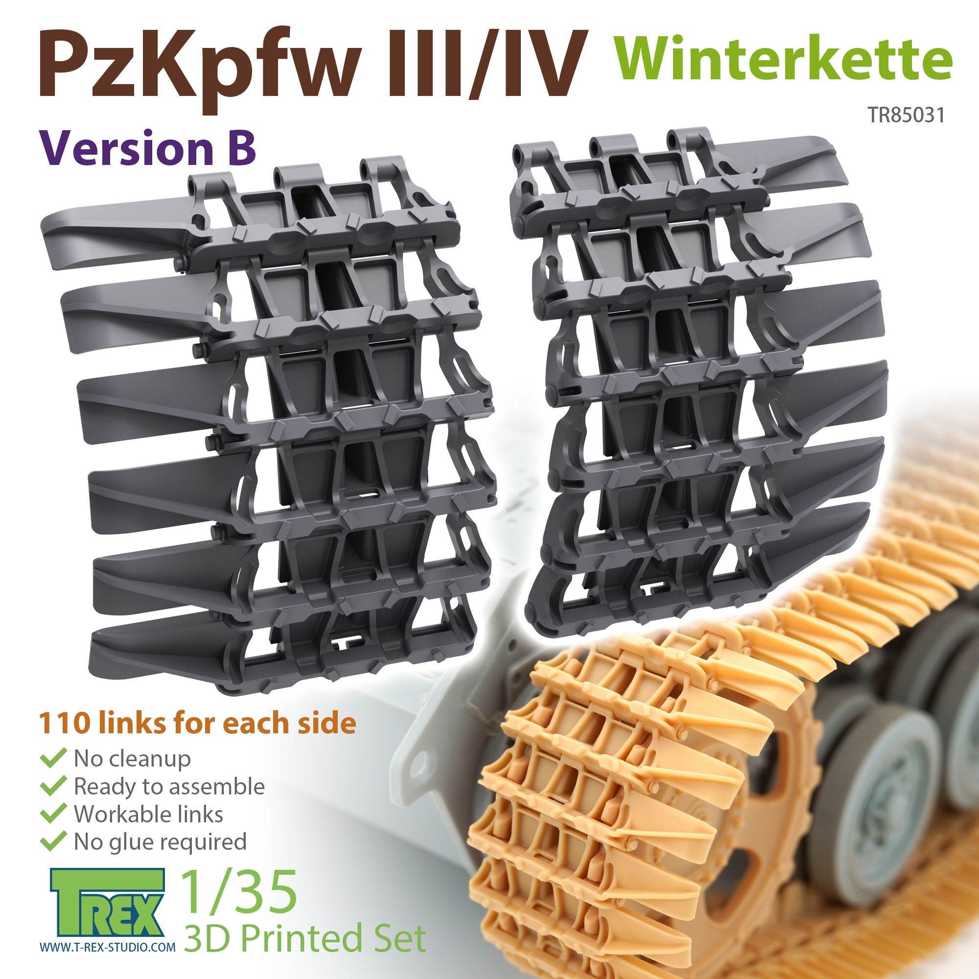 T-Rex Studio 1/35 PzKpfw III/IV Tracks Winterkette Version B | 6973984751333