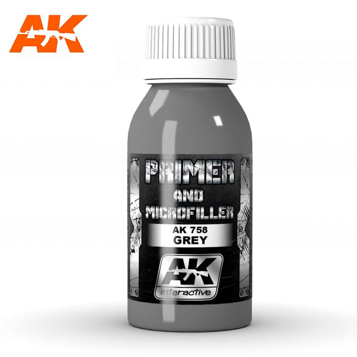 AK Interactive Grey Primer and Microfiller 100ml | 8436535577588