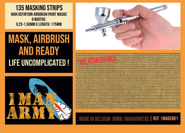 1ManArmy 1/35 High Definition Strips 6 Widths Airbrush Paint Masks | 714639355218