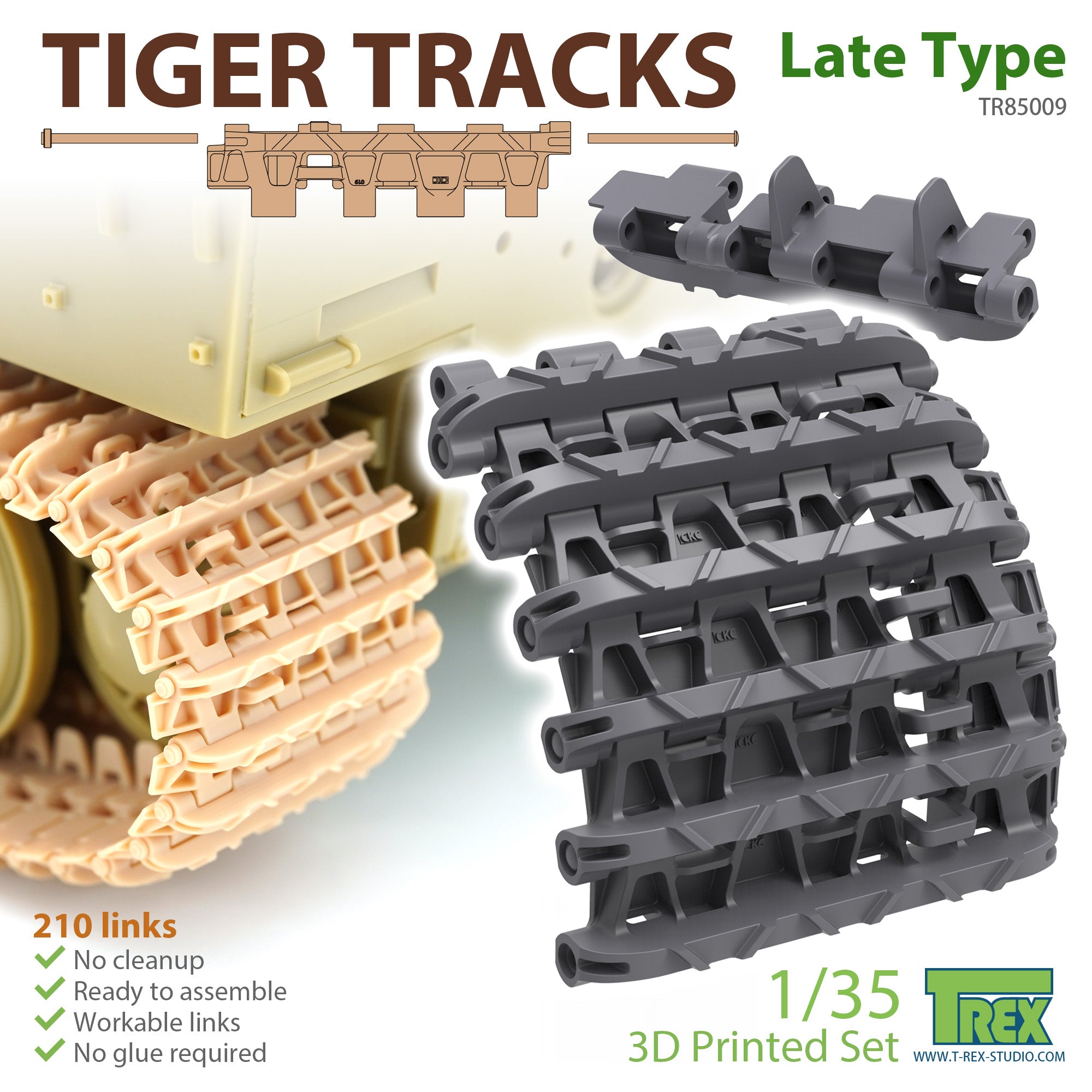 T-Rex Studio 1/35 Tiger Tracks Late Type | 6973984751043